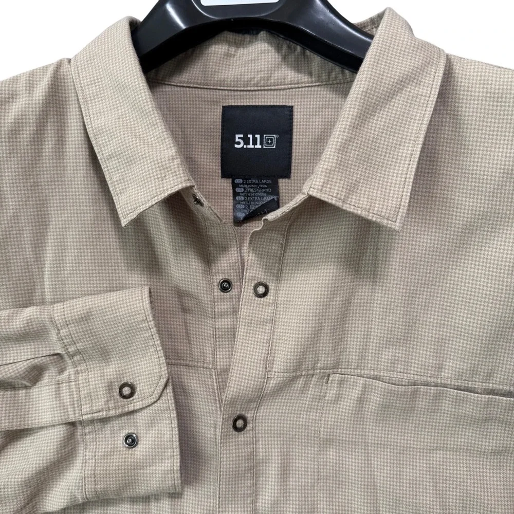 5.11 Tactical Mens 2XL Igor Shirt Long Sleeve Snap Button Plaid Houndstooth‎